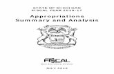 FY 2016-17 Appropriations Summary and Analysis€¦ · Prior to enactment of the FY 2016-17 budget, total year-to-date adjusted gross appropriations for FY 2015-16 were $53,808.7
