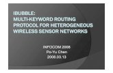 INFOCOM 2008 Po-Yu Chen 2008.03 · iBubble iBubble is a multi-keyword routing protocol and designed for HWSN. yiBubble is also a data-centric protocol iBubble provides a mechanism