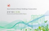 Asia Cement (China) Holdings Corporation 2018CSR Cement... · 2019. 8. 29. · The “2018 Asia Cement (China) Corporate Social Responsibility Report” is elaborately prepared for