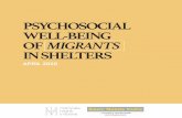 PSYCHOSOCIAL WELL-BEING OF MIGRANTS IN SHELTERS · being able to work during isolation, and of being dismissed from work. Fear of being socially excluded/placed in quarantine. Feeling