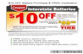 Interstate Batteries 10OFF · 2020. 9. 7. · $10OFF Interstate Batteries *Coupon valid at participating Discount Tire Hawaii Locations. Most vehicles. Not valid with any other offer.