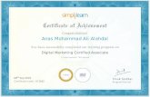 Digital Marketing Certified Associate€¦ · Digital Marketing Certified Associate 08th Sep 2018 Certificate code : 872682. OMCP ONLINE MARKETING CERTIFIED PROFESSIONAL simplilearn