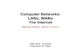 Computer Networks: LANs, WANs The Internet · 2010. 9. 15. · Computer-to-Computer Networks 12 Computer-to-Computer Networks •as cost of computers dropped and new applications