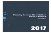 Volume 22, Number 3 November - Frostburg State University · 2018. 12. 4. · Faculty Senate Agenda November 1, 2017 2 | P a g e FACULTY SENATE AGENDA Wednesday, November 1, 2017