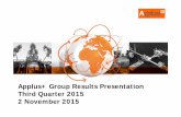 Analysts Presentation Q3 2015 - Applus+0b8ab7f3-53b9-4740-b27a-3639… · Applus+ Group Results Presentation Third Quarter 2015 2 November 2015. This document may contain statements