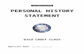 Personal History Statement · Web viewPERSONAL HISTORY STATEMENT 63rd CADET CLASS Applicant Name: Last Name, First, MI Texas Parks and Wildlife maintains the information collected