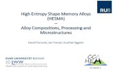 High Entropy Shape Memory Alloys (HESMA) Alloy ... · High Entropy Shape Memory Alloys. Processing of HESMAs 11. Alloy composition and PTTs 12 (Frenzel et al., Acta Mat. 58, 2010)