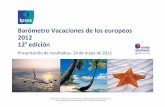 Barómetro Vacaciones de los europeos 2012 12 ª edición...Los planes de vacaciones para el verano de 2012 en detalle: el descenso más marcado en Italia, España y Gran Bretaña