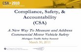 Compliance, Safety, & Accountability (CSA)...Fatigued Driving (HOS) BASIC •Operation of CMVs by drivers ill, fatigued, or in non-compliance with the hours-of-service (HOS) regulations.