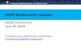 VDOE Mathematics Updates - VASSP · 2018. 6. 21. · • EOC (Algebra I, Geometry, Algebra II): Desmos Graphing Calculator • Spring 2019 Mathematics SOL tests administered online