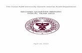 SECOND QUARTER REPORT FISCAL YEAR 2013 · 2013. 5. 2. · The Texas A&M University System Internal Audit Department Project #20120219 Second Quarter Report for Fiscal Year 2013 TEXAS