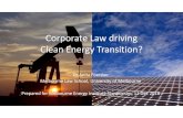 Corporate Law driving Clean Energy Transition? · Corporate Law driving Clean Energy Transition? Dr Anita Foerster Melbourne Law School, University of Melbourne Prepared for Melbourne