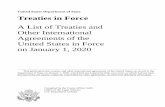 United States Department of State Treaties in Force...Treaties in Force as of January 1, 2020 i Foreword Treaties in Force is prepared by the Department of State for the purpose of