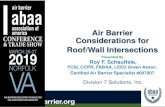 Air Barrier Considerations for Roof/Wall Intersections · •Portland Cement / sand parge, stucco or plaster (min ½ inch) Building Test C402.4.1.2.3 •ASTM 779 •0.40 cfm/ft2 •Or