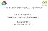 The Status of the NOvA Experiment Sarah Phan-Budd Argonne ... · • Finished Winter/Spring 2010-2011 • At the intersection of the FNAL NuMI and Booster beams. Sarah Phan-Budd.