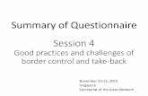 Summary of Questionnaire - env...Session 4 Good practices and challenges of border control and take-back Summary of Questionnaire November 23-25, 2015 Singapore Secretariat of the
