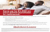 Save up to $1,500 on your home purchase...Save up to $1,500 on your home purchase or re nance. Up to $1,000 in a closing cost credit $500 cash back when you purchase or re nance A