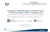 Semantic Classification of Dutch and Afrikaans Noun-Noun … · 2013. 12. 6. · Annotation (2) Scheme and Guidelines • Adopted from Ó Séaghdha (2008), adapted for Afrikaans and