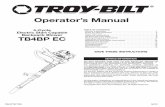 Operator’s Manual...Backpack Blower TB4BP EC 769-07797 P00 04/12 DO NOT RETURN THIS UNIT TO THE RETAILER. PROOF OF PURCHASE WILL BE REQUIRED FOR WARRANTY SERVICE. For assistance