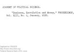 ACADEMY OF POLITICAL SCIENCE. Business, Speculation and ... · M Speculation v#f# Dulles, John Foster Specula- Speculation mania may overwhelm central baak-tion ing p0Wers.(In: The