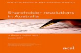 Shareholder resolutions in Australia€¦ · Recent events highlight the importance and urgency of this issue. We have seen a rush of shareholder resolutions this AGM season which
