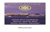 PROGRAM · 2015. 3. 23. · GREETINGS FROM THE INTERNATIONAL PRESIDENT Dear District 5910 Conference Guests and Fellow Rotarians, Binota and I are pleased to extend our greetings
