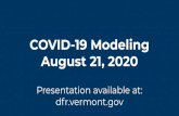 COVID-19 Modeling August 21, 2020 - dfr.vermont.gov...COVID-19 Modeling August 21, 2020 Presentation available at: dfr.vermont.gov. 2 National Data. 3 Source: Johns Hopkins University
