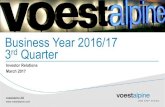 Business Year 2016/17 3rd Quarter - Voestalpine...Revenue by industries (Business year 2015/16) Revenue by regions (Business year 2015/16) MOBILITY: 48% voestalpine AG | | Investor
