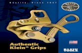 Authentic Klein Grips · ACSR and AAC Cat. No. Weatherproof and PVC Covered Copper Cat. No. Steel Strand Cat. No. Wide Range of Cables Cat. No. • Round jaws provide maximum contact