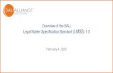 New Overview of the SALI Legal Matter Specification Standard … SALI LMSS... · 2020. 2. 2. · Pricing Expertise Management Project Management / ... Explainer video. LMSS 1.0 is