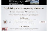 Exploiting electron parity violationO. Moreno Exploiting electron parity violation Electroweak interactions p=0.04 β V n=−0.5 β V Electron scattering (a) (GF) 1 ⇥ f¯ µ µ5