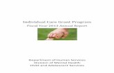 Individual Care Grant Program · 2014. 11. 3. · INTRODUCTION . This report functions as the annual fiscal review of the 2013 Individual Care ICG) Grant (Program, along with a more
