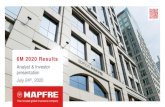 6M 2020 Results - mapfre.com...Pro-forma combined impacts 17.1% **Calculations at December 31, 2019. Regulatory developments currently in progress: ‐Credit risk diversification benefit
