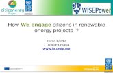 How WE engage citizens in renewable energy projects · We-engage.eu Developers & TSOs Information Measures Engagement Measures Site selection - Dedicated staff member - Web based