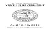 65th Annual Tennessee YMCA YOUTH IN GOVERNMENT · 65th Annual Tennessee YMCA . YOUTH IN GOVERNMENT . Sponsored by the YMCA Center for Civic Engagement . April 12-15, 2018 . Democracy