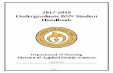 2017-2018 Undergraduate BSN Student Handbook€¦ · Page 1 2017-2018 Undergraduate BSN Student Handbook Department of Nursing Division of Applied Health Sciences Created: July 10,