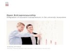 Open Entrepreneurship · Open Entrepreneurship Integration of succesful entrepreneurs in the university ecosystem Jes Broeng, DTU Fotonik ... Open ecosystem with interaction with