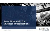 Axos Financial, Inc. Investor Presentation · projected consummation of pending acquisitions, estimates of capital expenditures, plans for future operations, products or services,