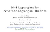 N=1 Lagrangians for N=2 “non-Lagrangian” theoriesN=1 Lagrangians for ... • At this special point, mutually non-local electromagnetically charged ... coupling and appearance of