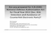 Are you prepared for H.R.1540 Track 2/Are you prepared for … · GAO 10-423 Report –April 2010 • Counterfeiting and piracy have produced a ... electronics were infiltrating the