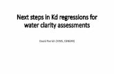 Next steps in Kdregressions for water clarity assessmentsWCA = Water Clarity Attainment Acreage . Turbidity (NTU) Sality (ppt) 2 meter 1.02 0.76 turbFact salFact chlFact Kd 1.8419315