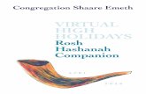VIRTUAL HIGH HOLIDAYS Rosh Hashanah Companion...2 5 • 7 • 8 • 1 2 • 0 • 2 • 0 Shanah Tovah! These High Holidays of 2020, which in the Hebrew calendar begin the year 5781,