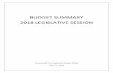 BUDGET SUMMARY 2018 LEGISLATIVE SESSION2018 LEGISLATIVE SESSION Prepared by the Legislative Budget Office April 27, 2018. FY 2018 . FY 2019: Estimated; ... General Fund Beginning Cash
