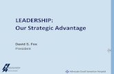 LEADERSHIP: Our Strategic Advantage...“You must be the change you want to see in the world.” (Gandhi) Transforming an organization cannot be delegated Priority is measured by the
