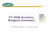 FY 2008 Auxiliary Budgets Summary - Board of Governors · 4 Auxiliary Operations Overview Auxiliary Summary Actual Projected Budget Category FY 2006 FY 2007 FY 2008 Beg Net Assets