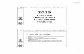 2019 Scholarship Presentation State - from Andy & Montza ...€¦ · to help complete the scholarship application. • 2019 Texas 4‐H Opportunity Scholarship Application Guidelines