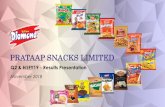 PRATAAP SNACKS LIMITED...Q2 & H1FY19 - Results Presentation November 2018 Disclaimer Certain statements in this document may be forward-looking statements. Such forward-looking statements