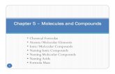 Chapter 5 – Molecules and Compounds11 Molecules and Compounds Naming Ionic Compounds Polyatomic anions containing oxygen (Oxoanions) Rule 1: If only one oxoanion of an element exists,