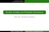 Random Variables and Probability Distributions · Probability Distributions Combining Random Variables Random Variables Probability Distribution Mean and variance Probability distribution