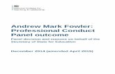Andrew Mark Fowler: Professional Conduct Panel outcome · Fowler which included a statement from the Chairman of Widnes Pubwatch, who had worked within the community and with the